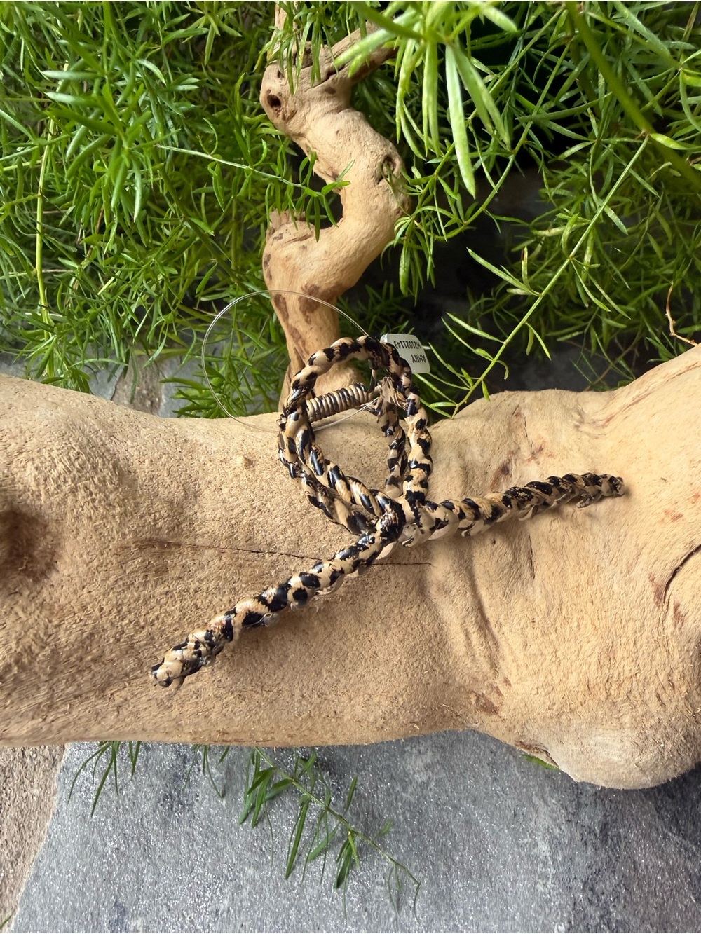 New🌟Anthropologie-Braided Leopard Print Hair Tie - Beige & Black